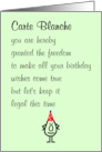 Carte Blanche A Funny Happy Birthday Poem card