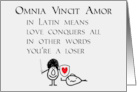 Omnia Vincit Amor A Funny Thinking Of You Poem card
