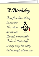 A Birthday - a funny birthday poem card
