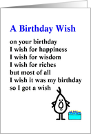 A Birthday Wish - funny birthday poem card