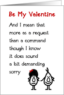 Be My Valentine - A (funny) Valentine Poem card
