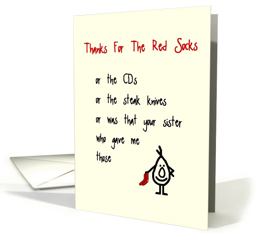 Thanks For The Red Socks - a quirky thank you poem card (1190182)