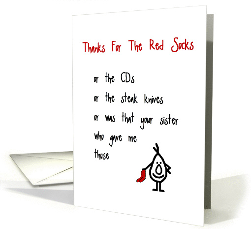 Thanks For The Red Socks - a quirky thank you poem card (1190188)