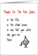 Thanks For The Red Socks - a quirky thank you poem card