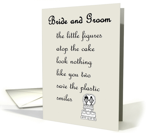 Bride and Groom - a funny wedding & marriage congratulations poem card