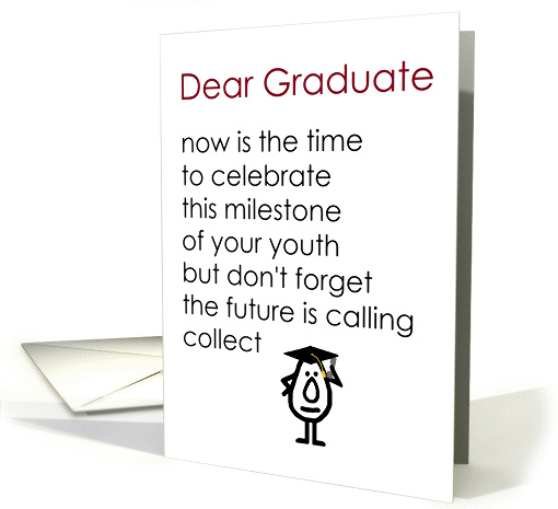 Dear Graduate - a funny graduation poem (red title, boy graduate) card