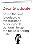 Dear Graduate - a funny graduation poem (red title, boy graduate) card