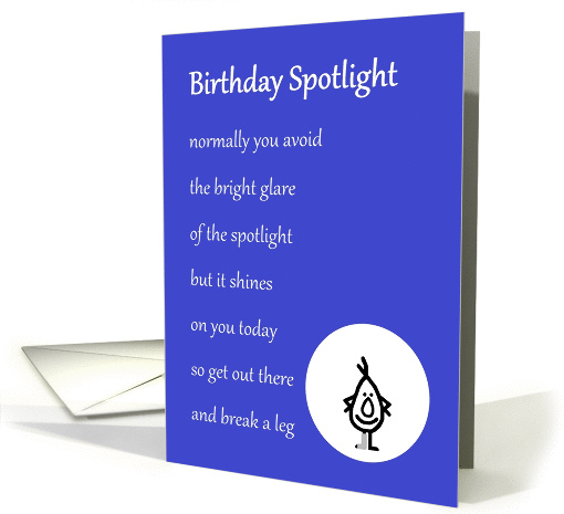 Birthday Spotlight - a funny birthday poem from all of us card