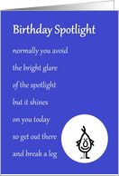 Birthday Spotlight - a funny birthday poem from all of us card
