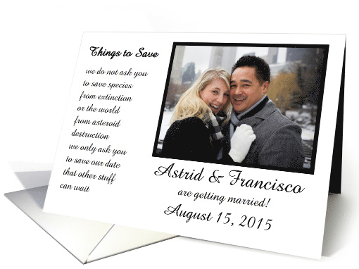 Things to Save - a funny save the date poem card (1265242)