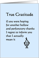 True Gratitude - a funny thank you poem for your host card