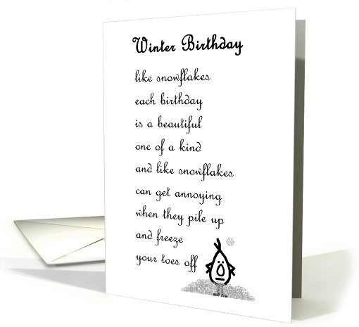 Winter Birthday - a funny Birthday Poem for a friend card (1278816)