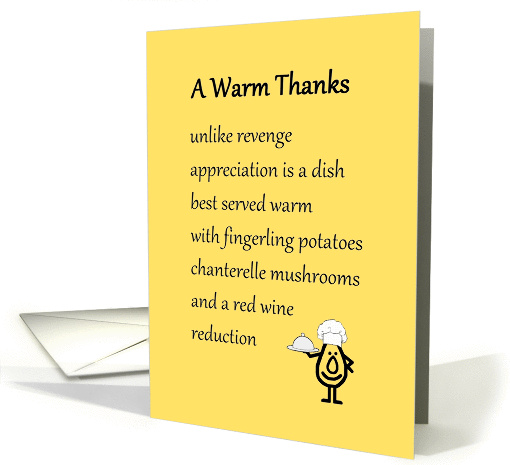 A Warm Thanks - a funny thank you poem for a friend card (1279902)