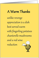 A Warm Thanks - a funny thank you poem for a friend card