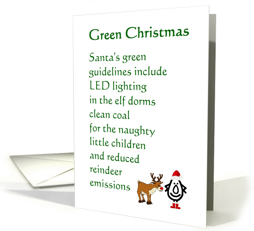 Green Christmas  a funny Christmas Poem for the green among us card