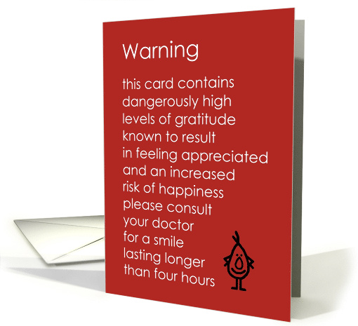 Warning - A funny thank you poem from all of us card (1315294)