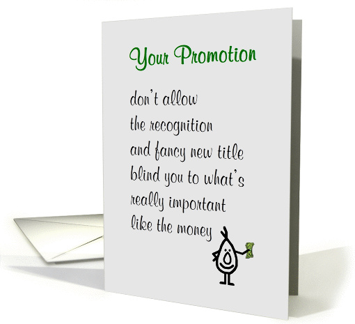 Your Promotion - a funny congratulations poem for a promotion card