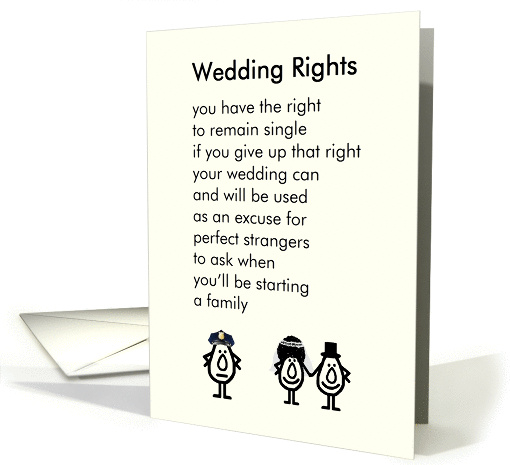 Wedding Rights - A funny congratulations poem for newlyweds card Wedding Rights - A funny congratulations poem for newlyweds card