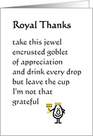 Royal Thanks - a funny thank you poem card