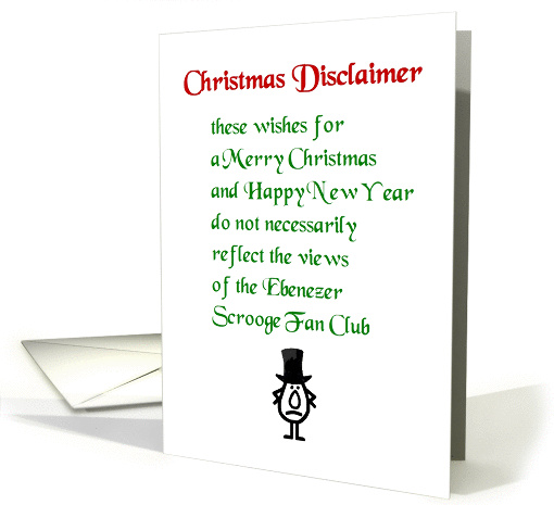 Christmas Disclaimer - a funny Christmas Poem card (1412900)