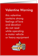 Valentine Warning - a funny Valentine’s Day poem card