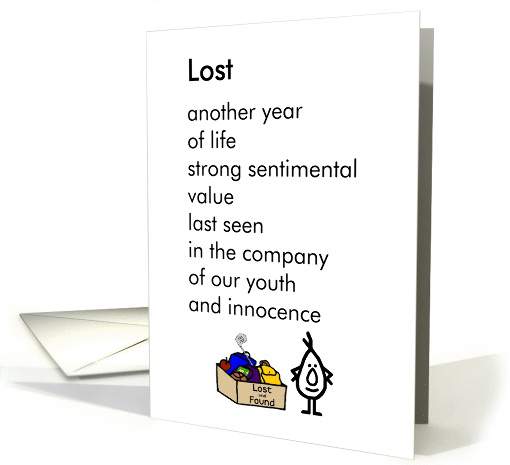 Lost - a funny and sentimental birthday poem card (1423190)