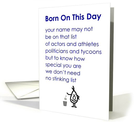 Born On This Day - a funny birthday poem card (1442896)