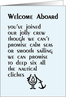 Welcome Aboard - a funny poem for your new hire card
