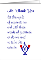No, Thank You - a funny thank you poem card