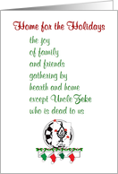 Home for the Holidays - a funny Christmas poem card