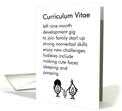 Curriculum Vitae - a funny birth announcement poem card (1465894)