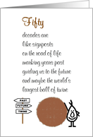 Fifty - a funny fiftieth bithday poem card