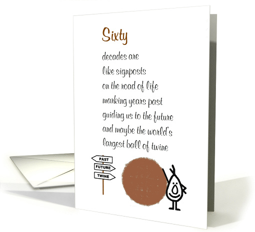 Sixty - a funny sixtieth bithday poem card (1479926)