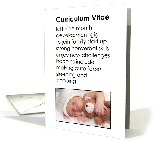 Curriculum Vitae - a funny birth announcement poem card (1481242)