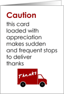 Caution - a funny thank you poem card