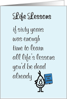 Life Lessons - a funny sixtieth birthday poem card