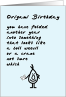 Origami Birthday - a funny birthday poem card