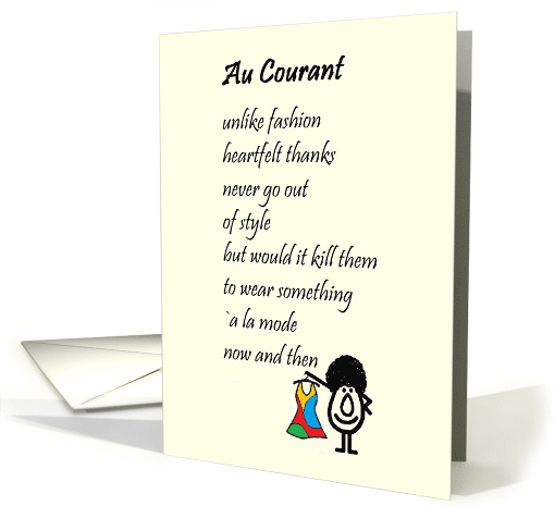 Au Courant - a funny thank you poem card (1494006)