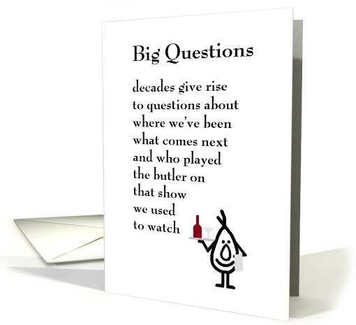Big Questions - a funny seventieth birthday poem card (1498458)