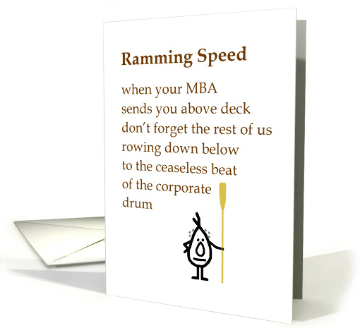 Ramming Speed - a funny MBA graduation congratulations poem card