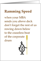 Ramming Speed - a funny MBA graduation congratulations poem card