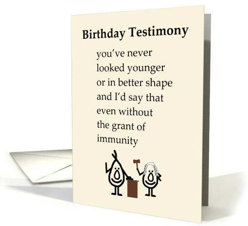 Birthday Testimony - A Funny Happy Birthday Poem card (1553768)