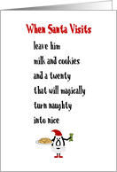 When Santa Visits, A Funny Merry Christmas Poem card