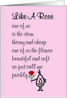 Like A Rose, a funny Thinking of You poem card