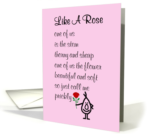 Like A Rose, a funny Happy Wedding Anniversary poem for your wife card