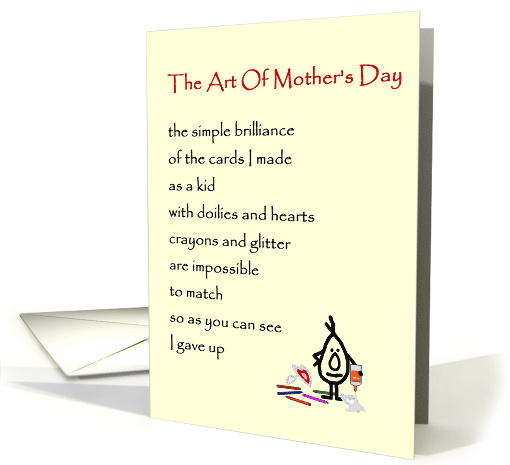 The Art Of Mother's Day, A Funny Mother's Day Poem card (1602634)