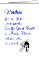 Wonders, A Funny Poem For A Friend card