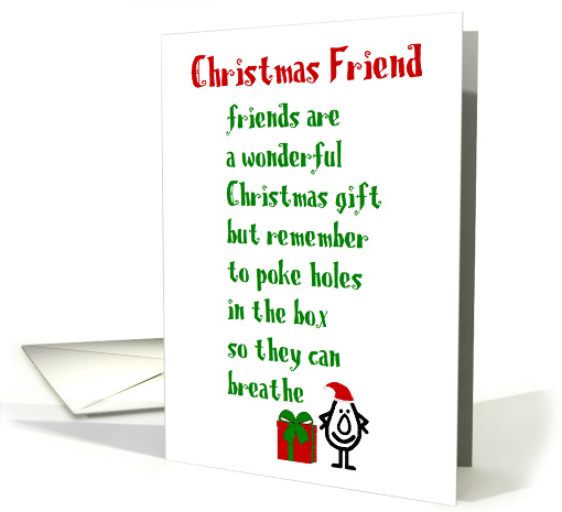 Christmas Friend, A Funny Merry Christmas Poem For A Friend card