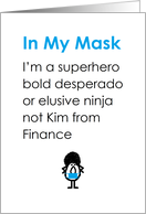 In My Mask Female A Funny Poem For A Friend In The Age of COVID-19 card