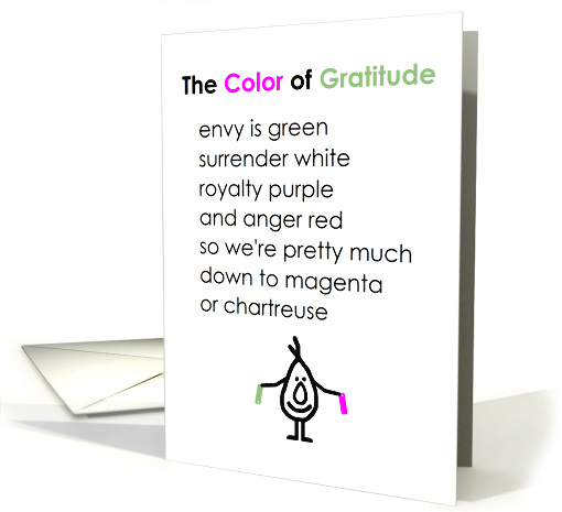 The Color of Gratitude, A Funny Thank You Poem From Him card (1631736)